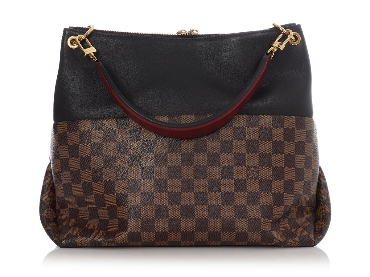 LOUIS VUITTON MAIDA HOBO DAMIER EBENE/BLACK LEATHER W LEATHER