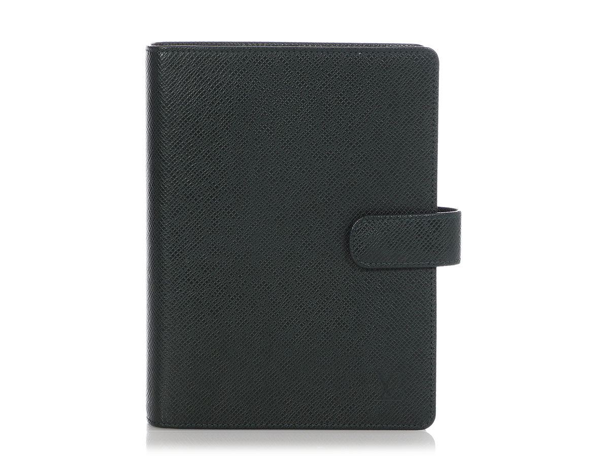 Authentic Louis Vuitton Black Taiga Agenda MM notebook