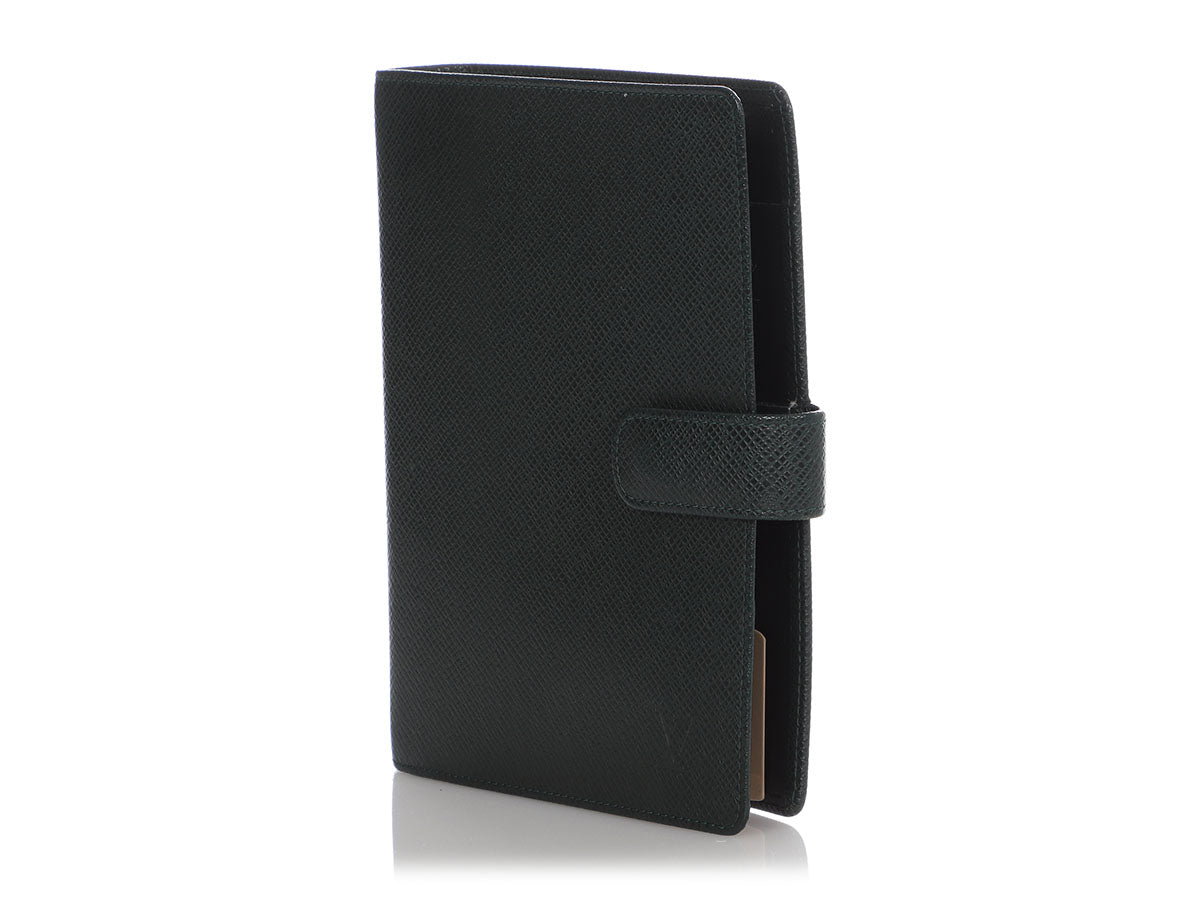 LOUIS VUITTON Taiga Leather Small Ring Agenda Cover Black - 10% Off