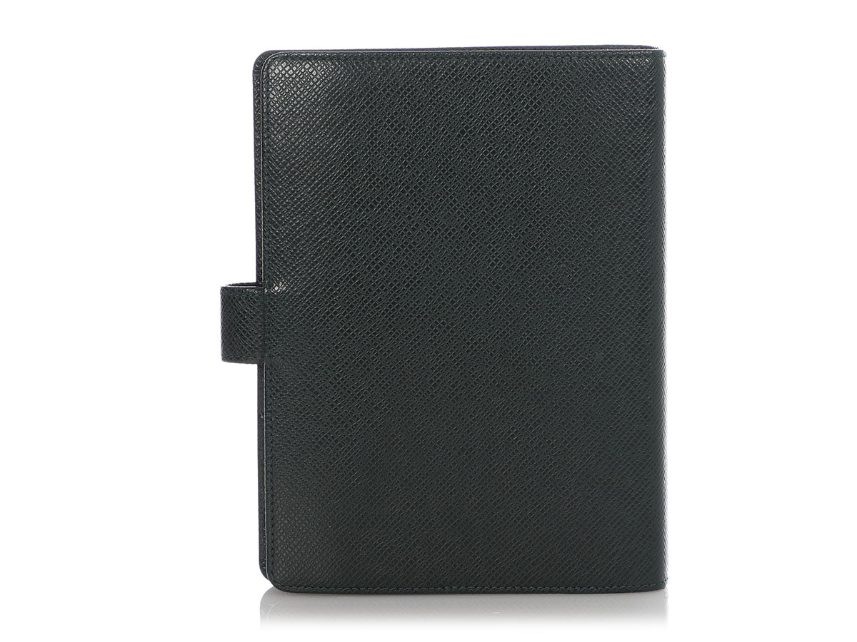 LOUIS VUITTON Taiga Leather Small Ring Agenda Cover Black - 10% Off