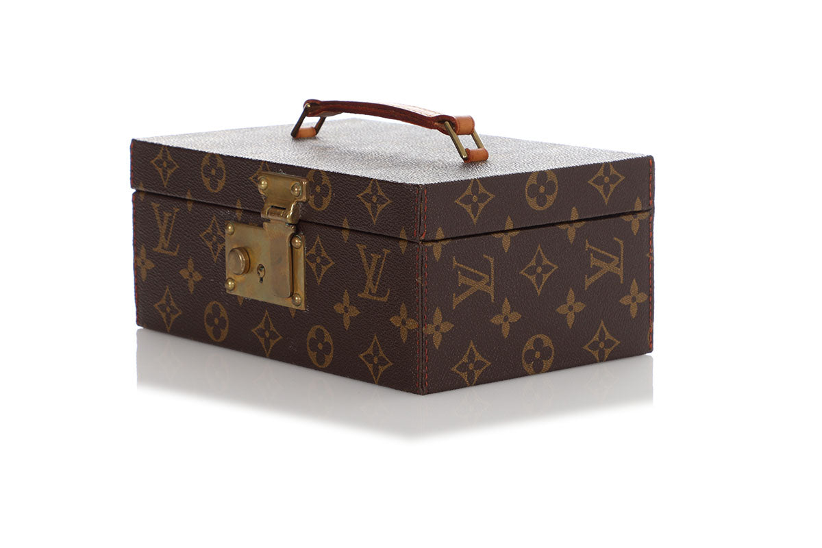 Authentic Louis Vuitton LV Logo Monogram Jewelry Hard Box Case