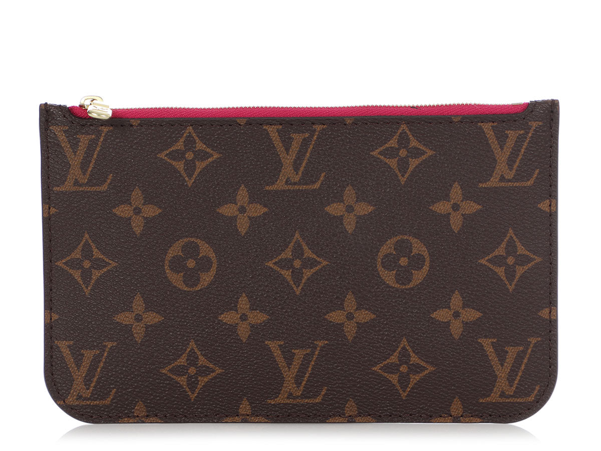 LOUIS VUITTON Neverfull Monogram Canvas Pochette Wristlet Pouch Brown