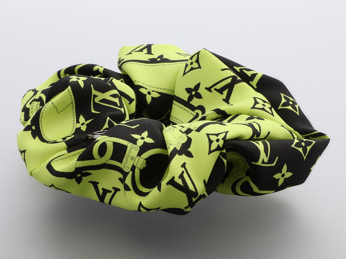 Louis Vuitton Neon and Black Silk Scrunchy