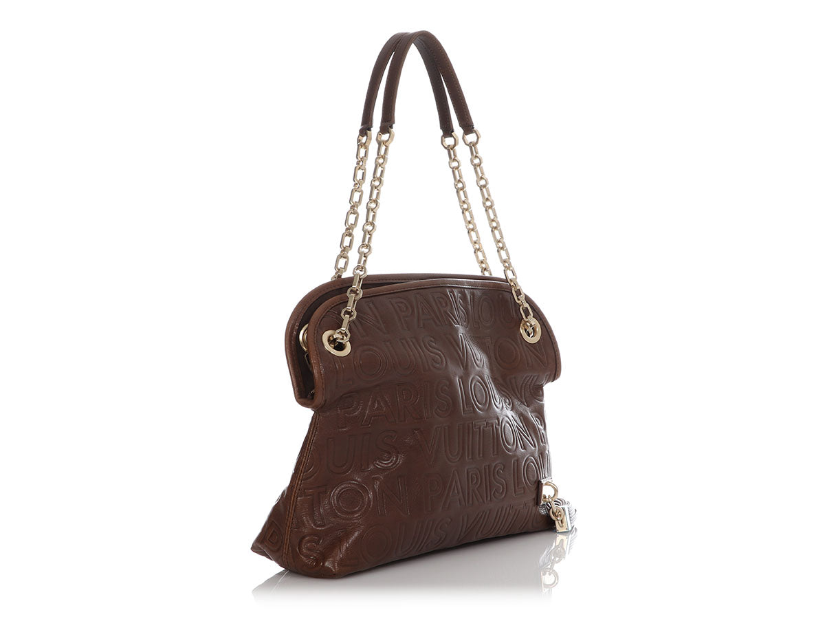 Louis Vuitton Limited Edition Brown Embossed Leather Paris Souple Wish Bag, myGemma