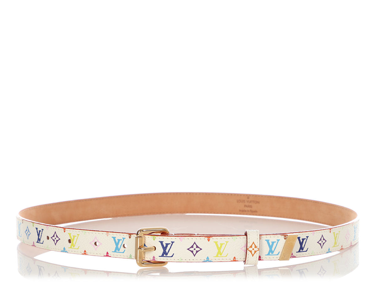 white and gold louis vuittons belt