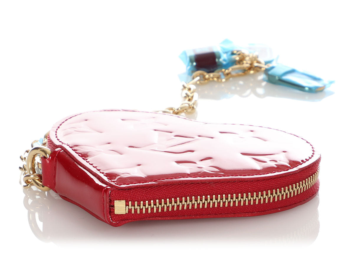 Louis Vuitton Red Vernis Monogram Heart Coin Purse