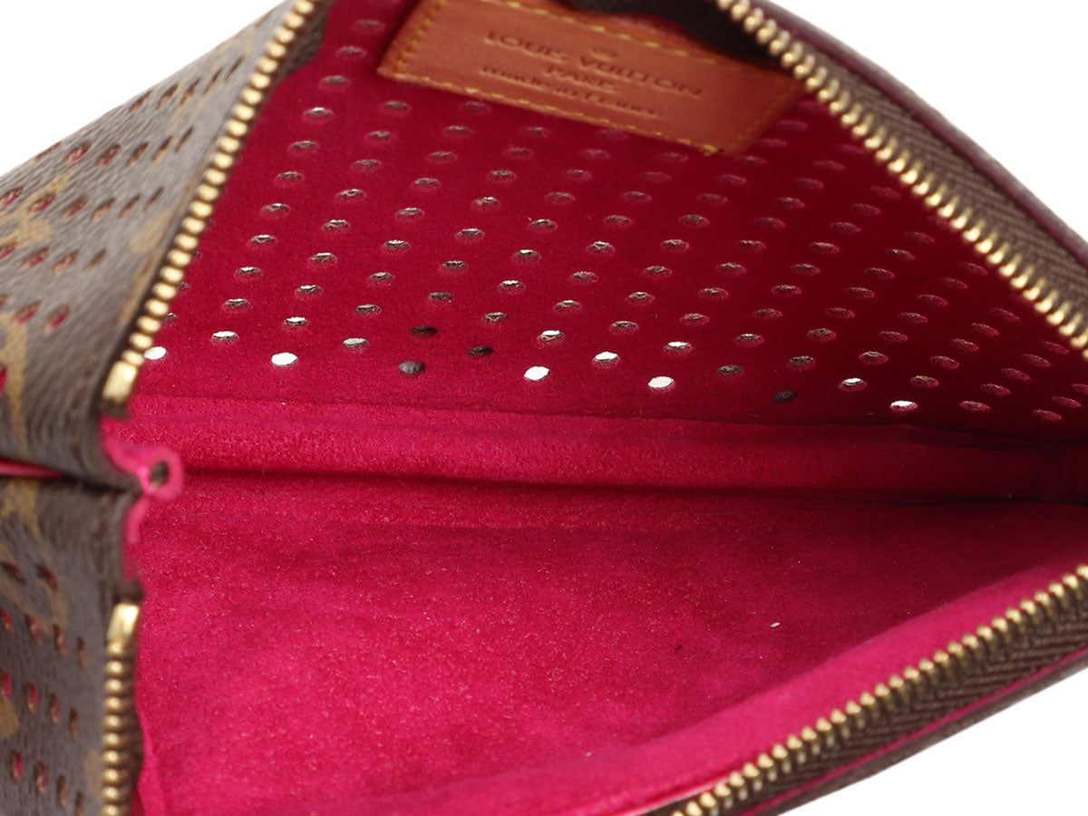 LOUIS VUITTON Monogram Perforated Pochette Accessories Bag Fuchsia 190207