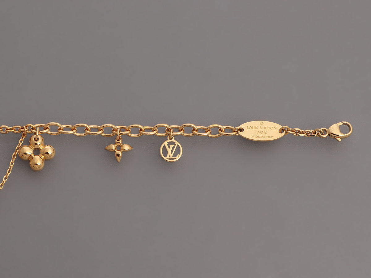 Louis Vuitton Blooming Supple Gold Tone Charm Bracelet Louis Vuitton