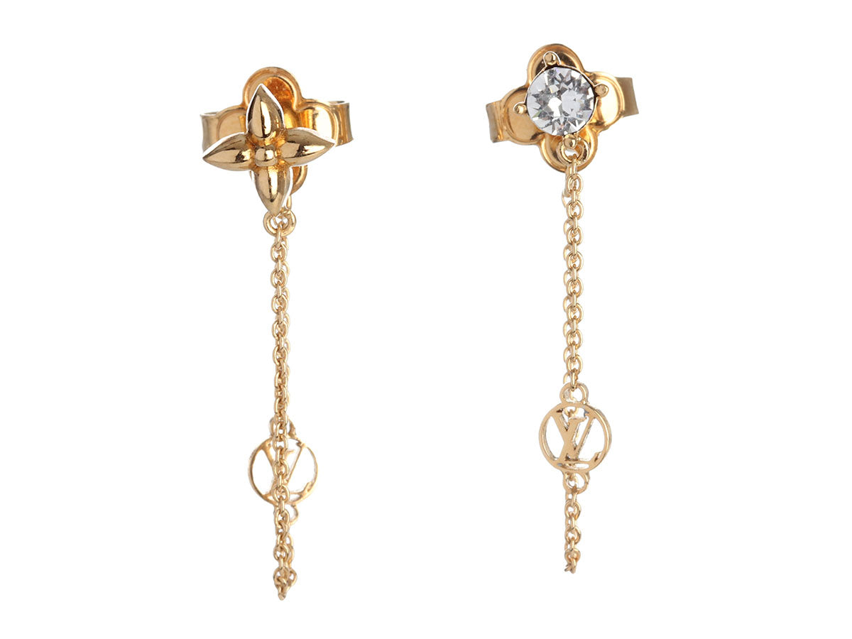 Louis Vuitton Crystal Petit Louis Drop Earrings - Gold-Tone Metal Huggie,  Earrings - LOU672829