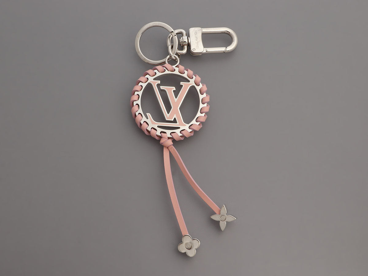 Louis Vuitton Silvertone Metal and Pink Leather Very Key Holder and Bag Charm