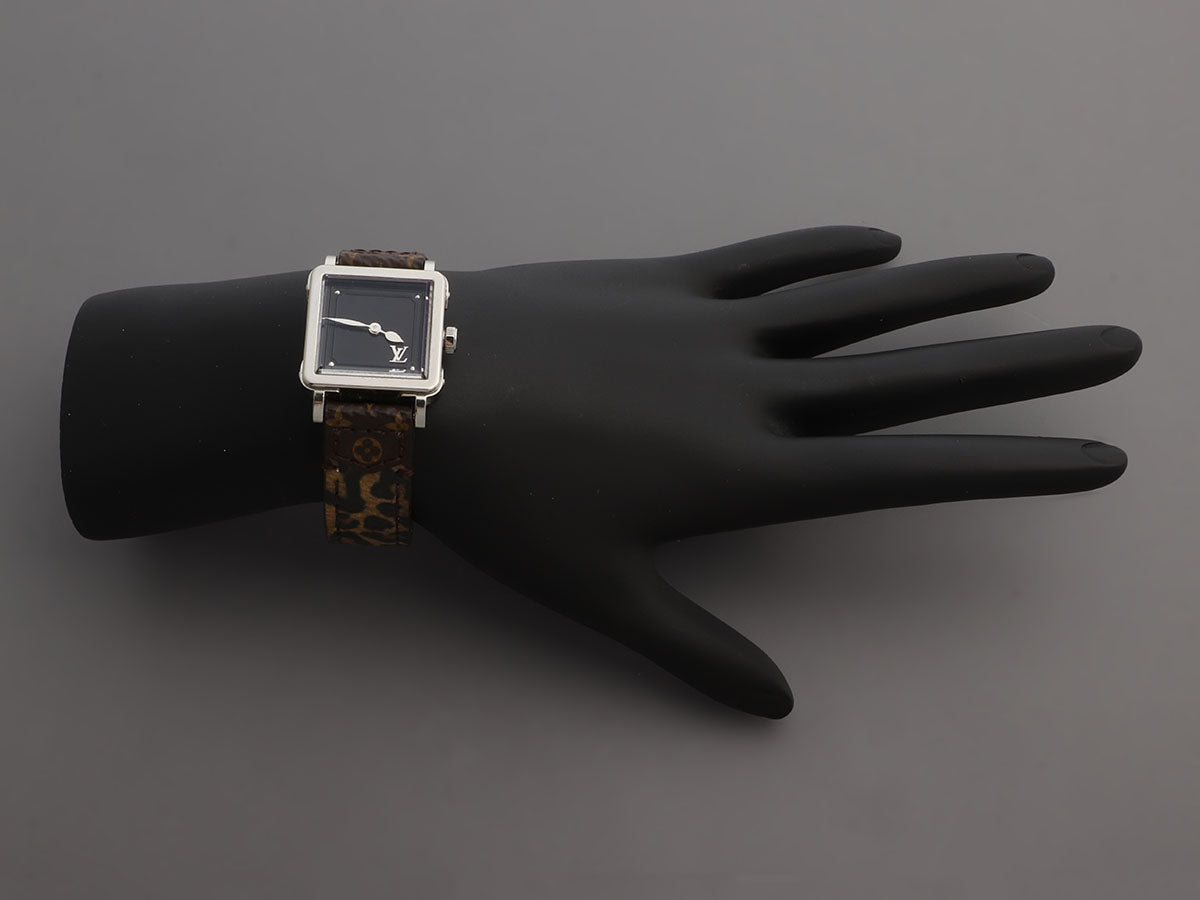 Louis Vuitton Tambour in Black Quartz Q118F1 SS Rubber Men's Watch