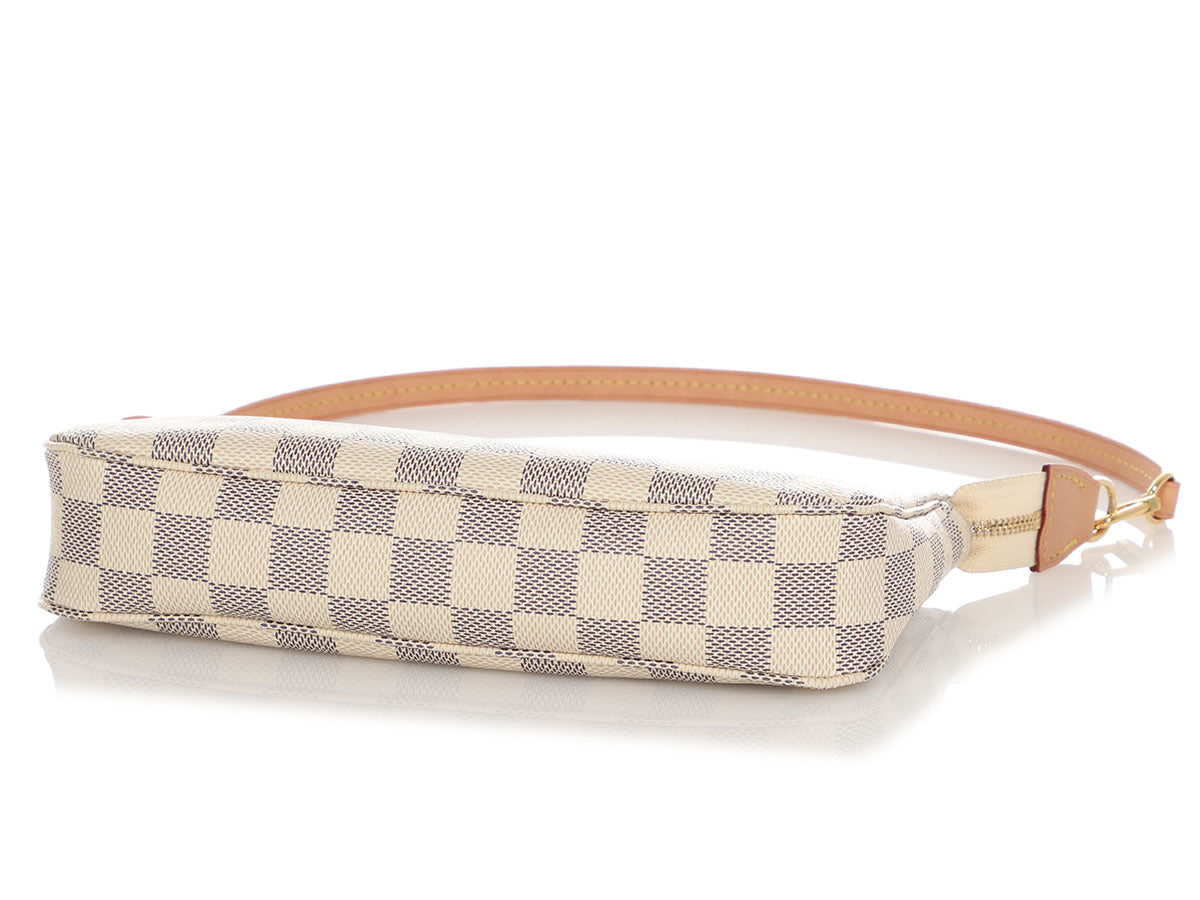 Louis Vuitton Neutrals, Pattern Print 2021 Damier Azur Pochette Accessories