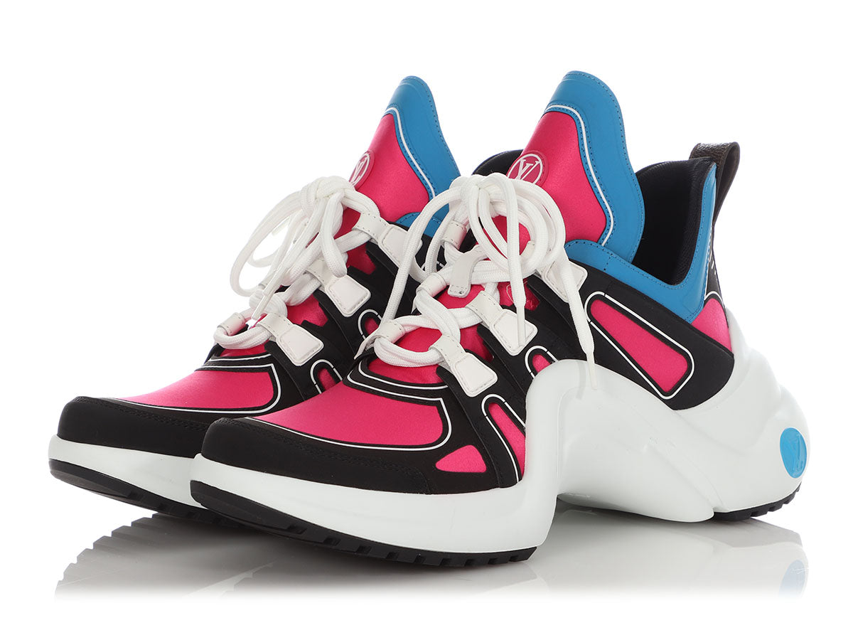 Louis Vuitton White/Pink/Blue Leather/Canvas Archlight Sneaker