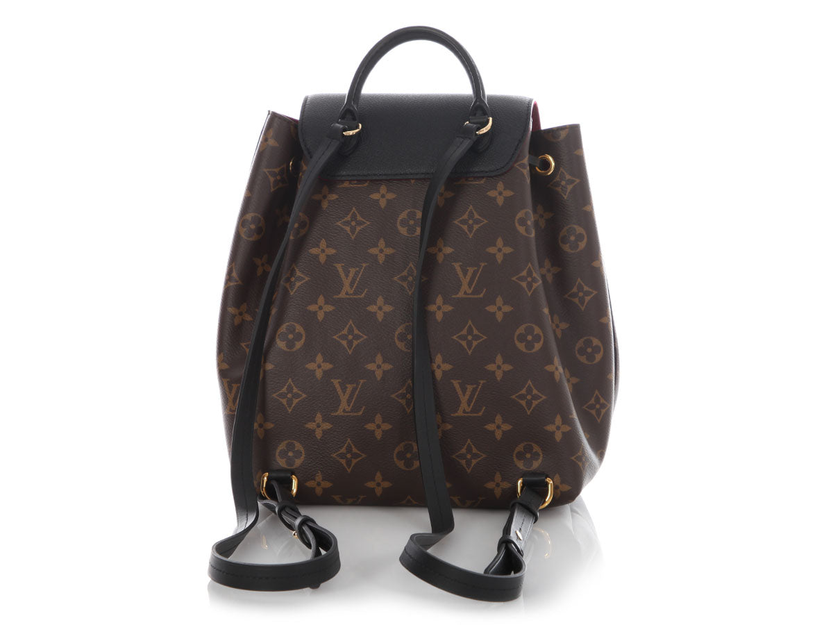 louis vuitton backpack montsouris monogram nm brown Louis Vuitton Monogram and Black Leather Montsouris PM NM