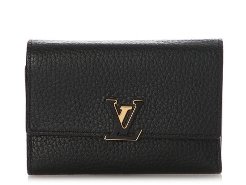 Louis Vuitton Black Taurillon Leather Capucines Compact Wallet
