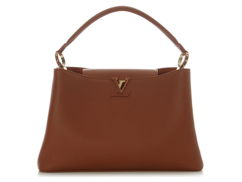 Louis Vuitton Cognac Calfskin Capucines GM Souple