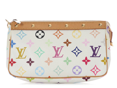 Louis Vuitton Vintage White Multicolore Monogram Pochette