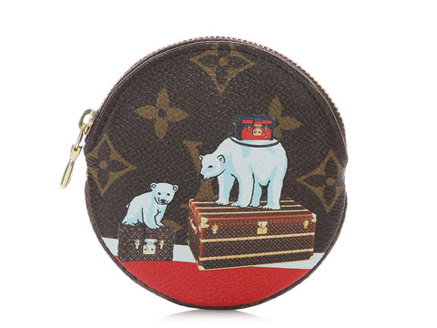 Louis Vuitton 2017 Monogram Christmas Animation Round Coin Purse