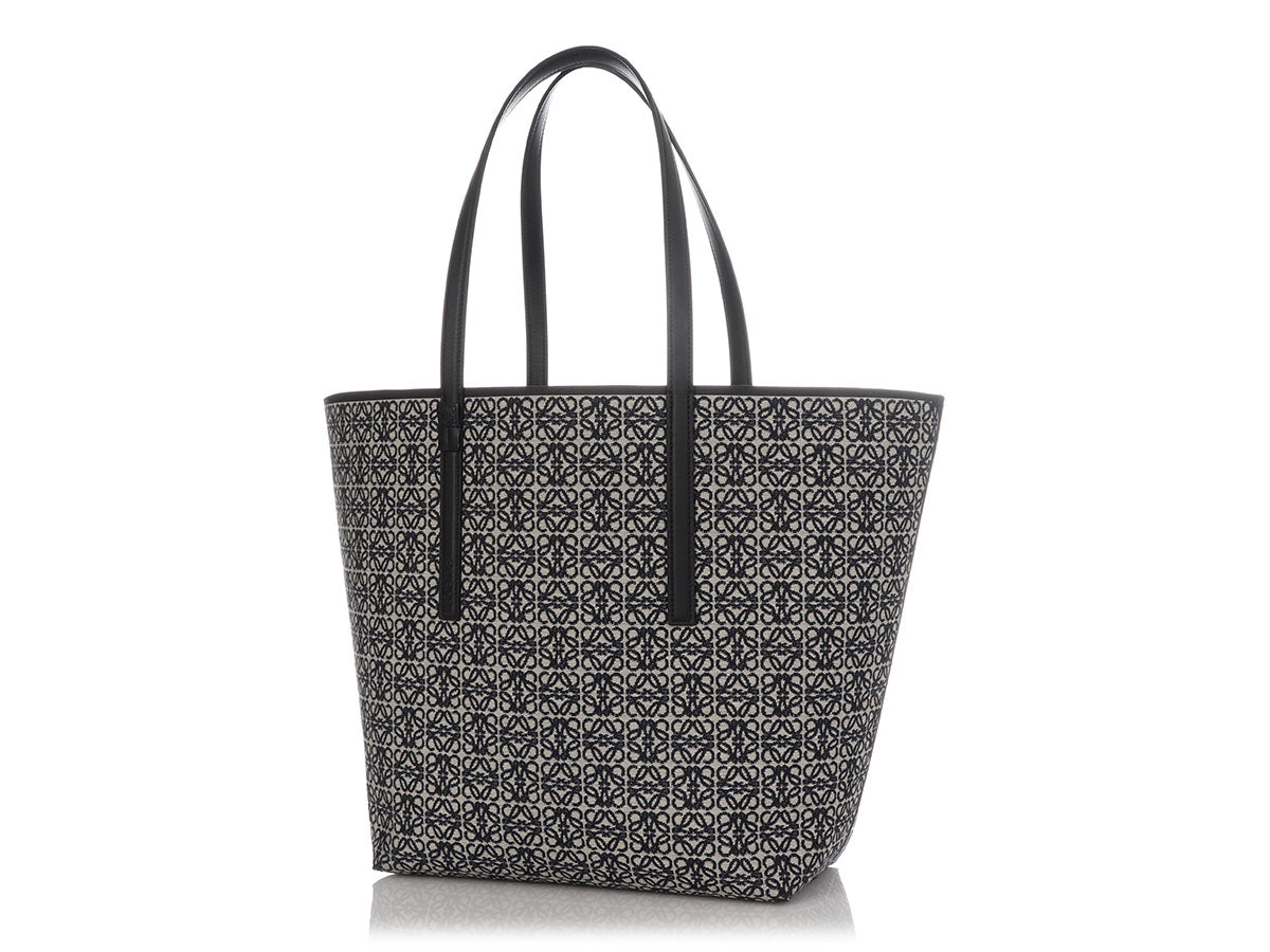 Loewe Small Anagram Cut Out Tote In Calfskin In Black