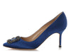 Manolo Blahnik Blue Satin Hangisi Pumps