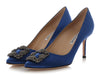 Manolo Blahnik Blue Satin Hangisi Pumps