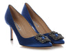 Manolo Blahnik Blue Satin Hangisi Pumps