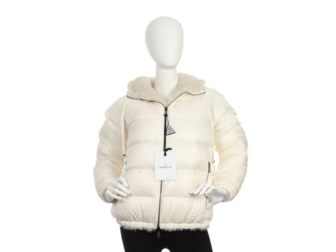 Moncler White Kolima Reversible Faux Fur Jacket