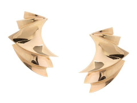 Matthew Hoffman 14K Yellow Gold Structural Earrings