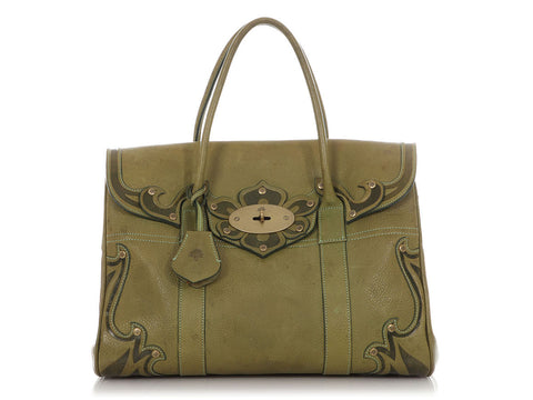 Mulberry Green Tooled Darwin Leather Bayswater Tote