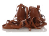 Miu Miu Brown Leather Ankle Wrap Sandals