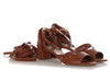 Miu Miu Brown Leather Ankle Wrap Sandals