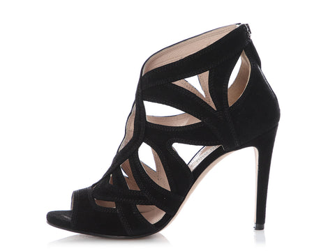 Miu Miu Black Suede Cutout Sandals