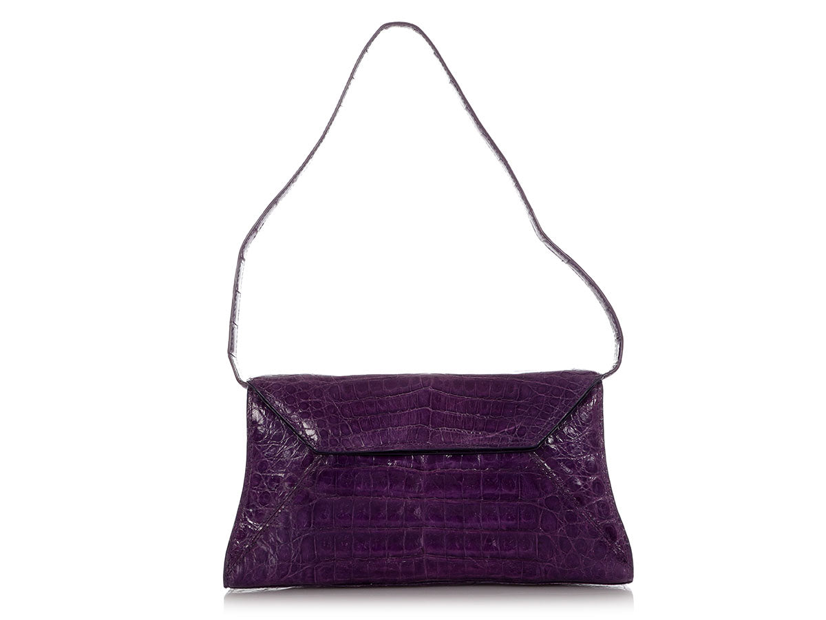 Nancy Gonzalez Purple Crocodile Shoulder Bag