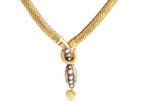14K Yellow Gold Vintage Snake Necklace