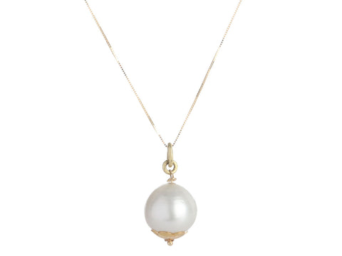 14K Yellow Gold 15mm South Sea Pearl Pendant Necklace