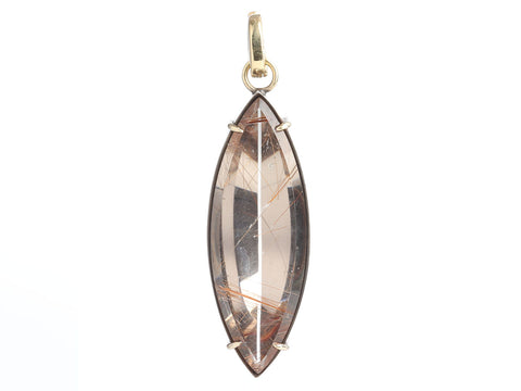 Mimi Favre 18K Yellow Gold and Sterling Silver Rutilated Smoky Quartz Pendant