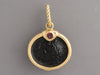 18K Yellow Gold Onyx and Ruby Cameo Pendant