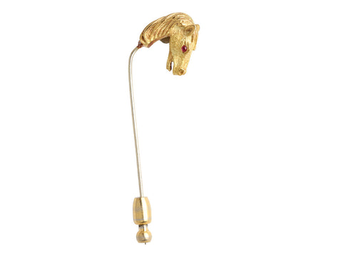 Vintage Two-Tone 14K Gold Horse Head Stick Pin