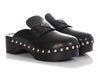 Prada Black Leather Studded Clogs