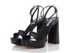 Prada Black Patent Ankle Wrap Platform Sandals