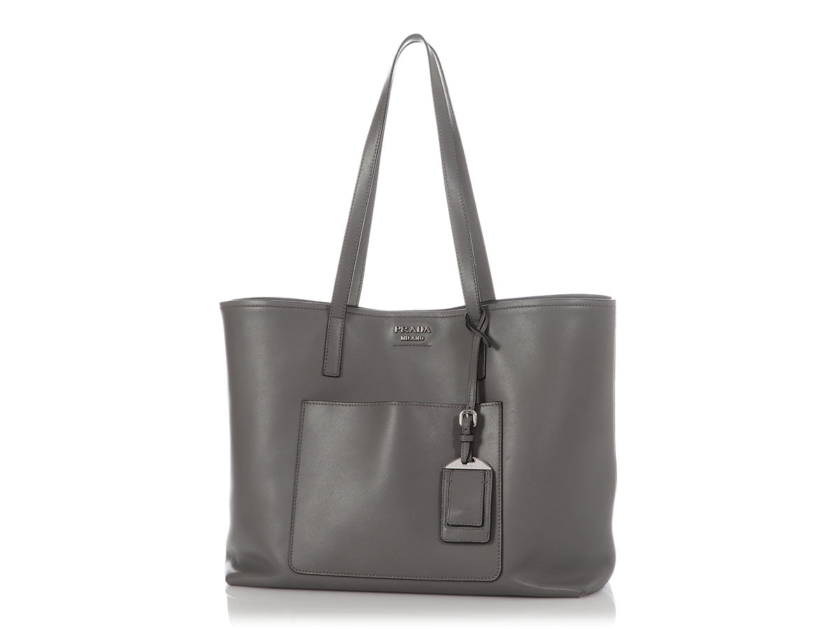 Prada Gray City Calf Shopping Tote