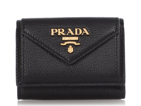 Prada Mini Black Vitello Leather Wallet