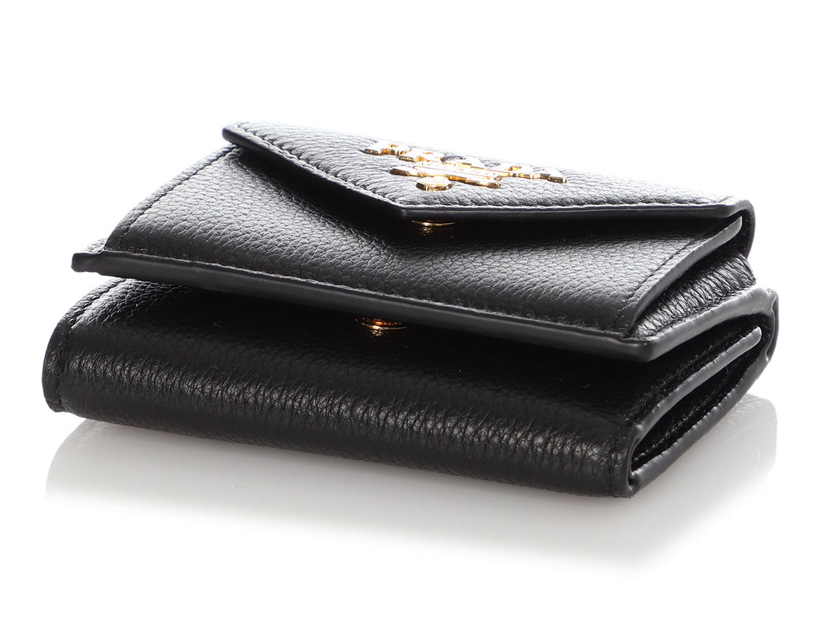 Prada Yellow Saffiano Compact Wallet - Ann's Fabulous Closeouts