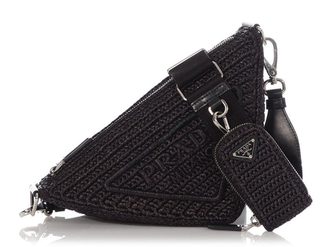 Prada Black Triangle Crochet Bag