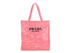 Prada Pink Raffia Crochet Tote