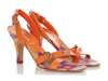 Prada Orange and Multicolor Studded Sandals