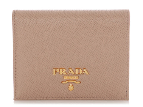 Prada Small Beige Saffiano Wallet