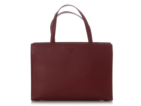 Prada Dark Red Leather Tote