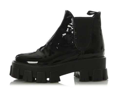 Prada Black Patent Chelsea Boots