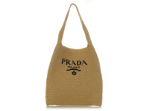 Prada Bianco Raffia Shopping Tote